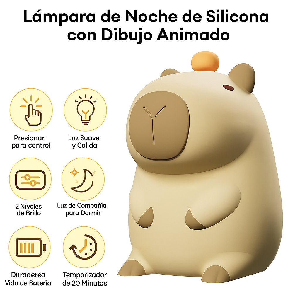 Capibara LED de silicona con sensor táctil para niños